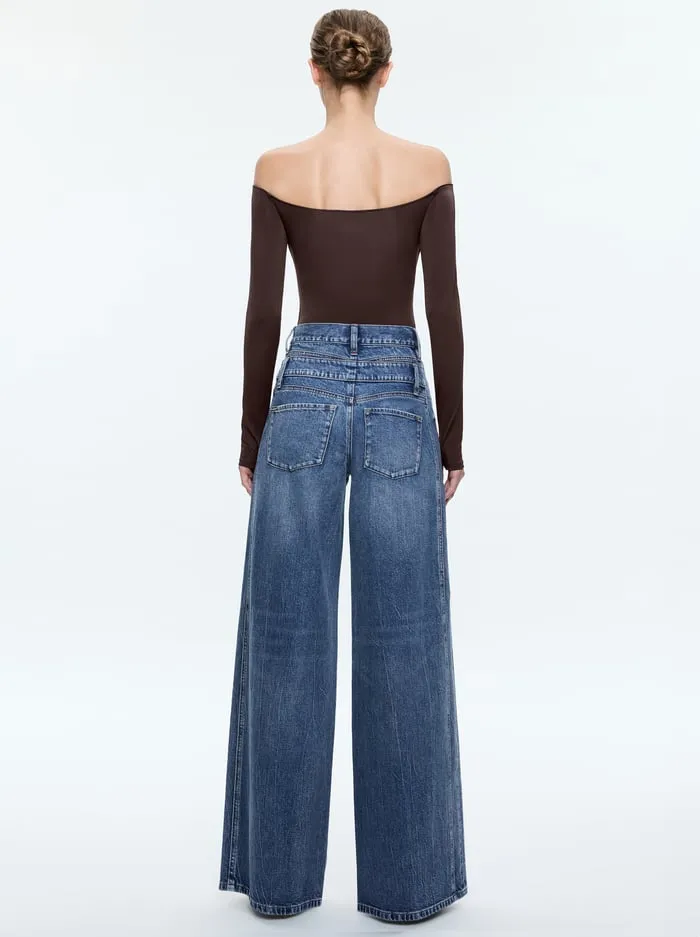 Tops Women Alice Olivia Anna Bodysuit Espresso