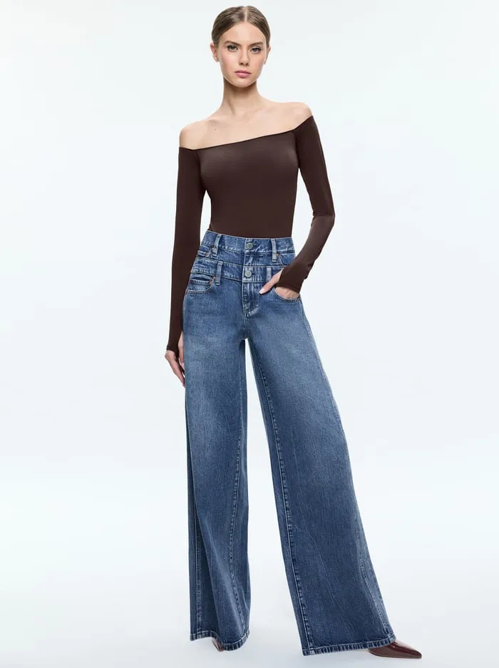 Tops Women Alice Olivia Anna Bodysuit Espresso