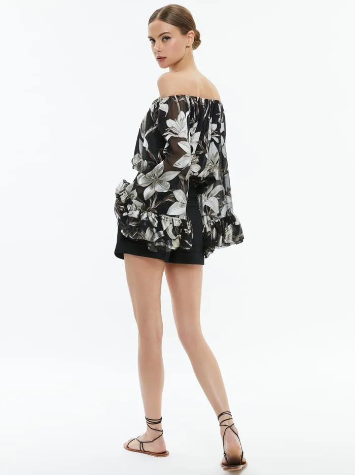 Tops Women Alice Olivia Ardelia Off The Shoulder Top Stargazer Black Lg