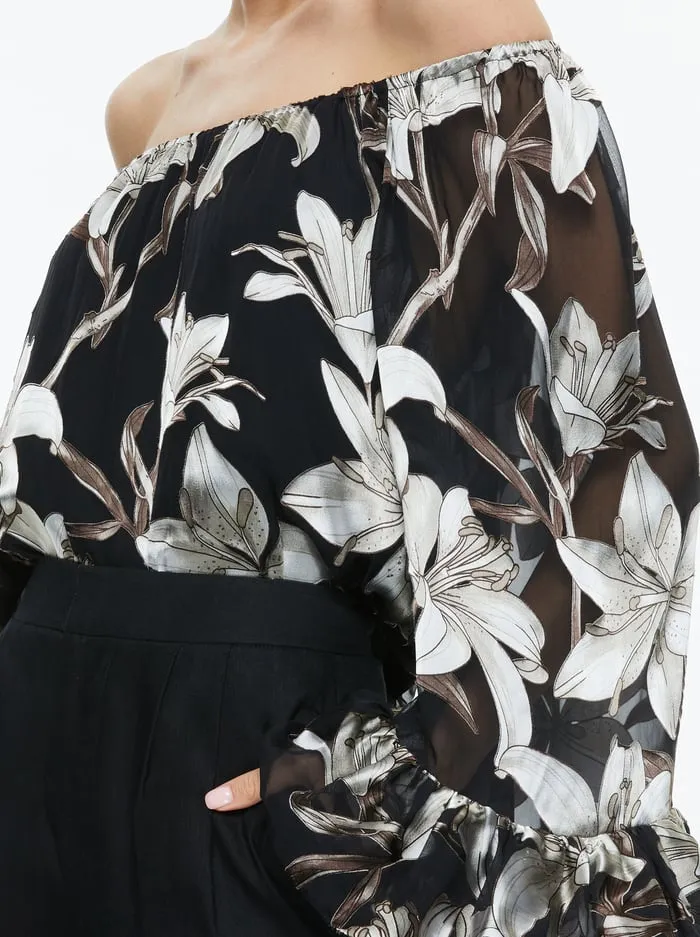 Tops Women Alice Olivia Ardelia Off The Shoulder Top Stargazer Black Lg