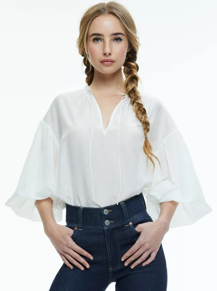 Tops Women Alice Olivia Julius Voluminous Blouson Sleeve Blouse Off White