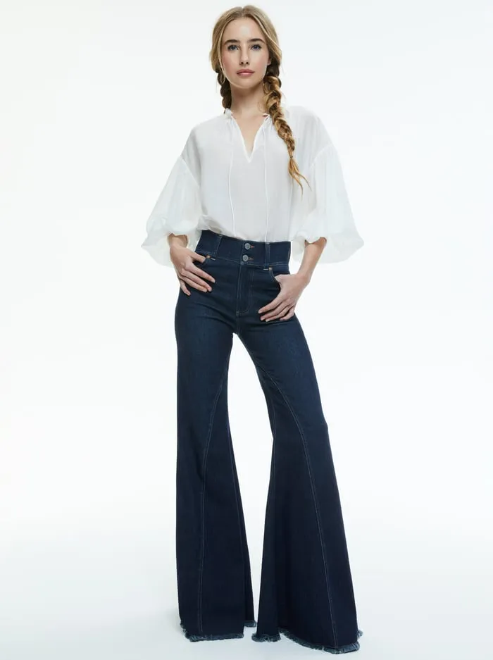 Tops Women Alice Olivia Julius Voluminous Blouson Sleeve Blouse Off White