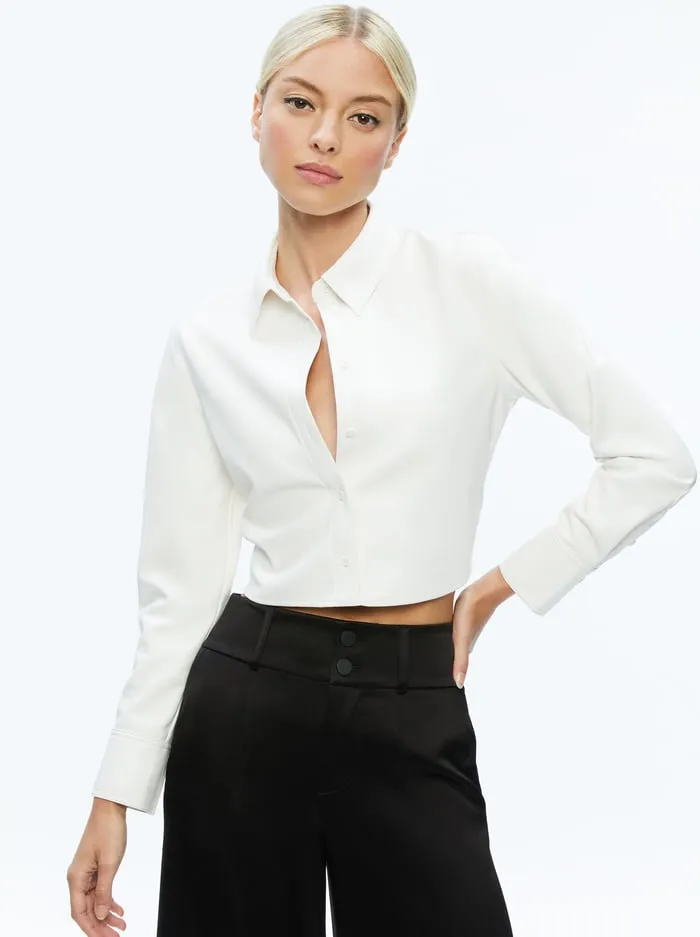 Tops Women Alice Olivia Leon Vegan Crop Top Off White