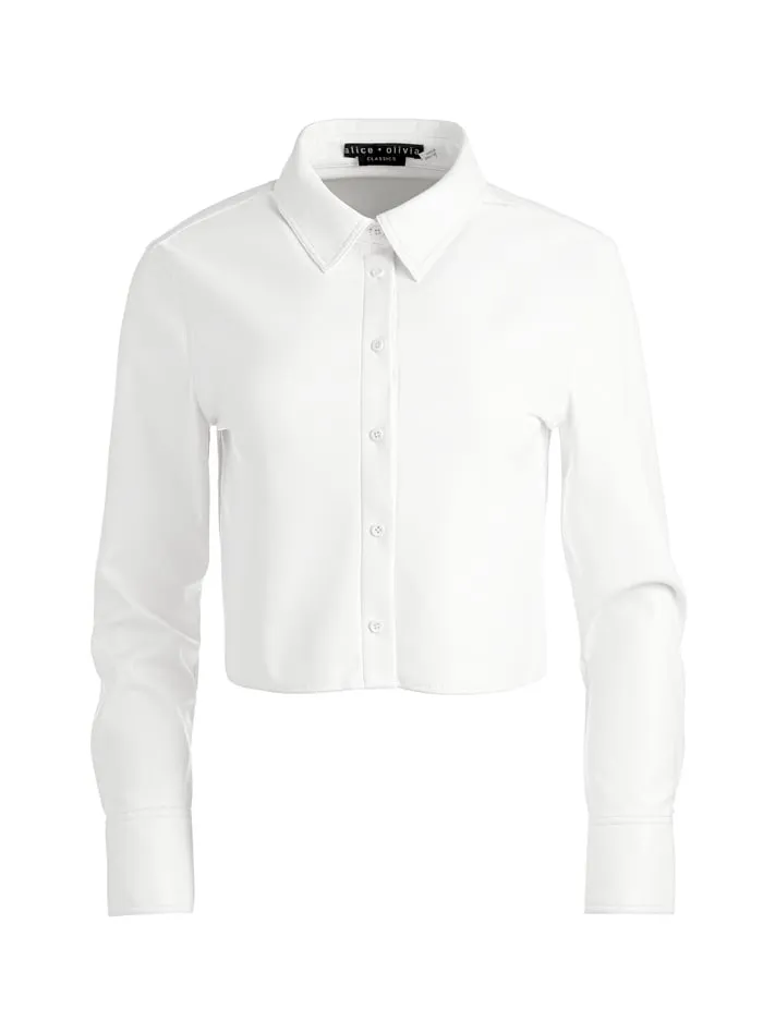 Tops Women Alice Olivia Leon Vegan Crop Top Off White