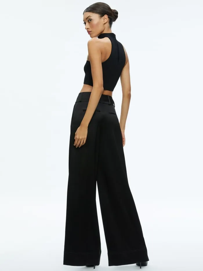 Tops Women Alice Olivia Raya Mock Neck Racerback Cropped Pullover Black