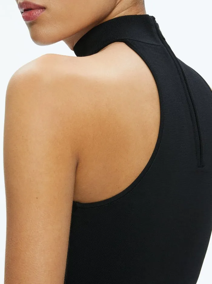 Tops Women Alice Olivia Raya Mock Neck Racerback Cropped Pullover Black