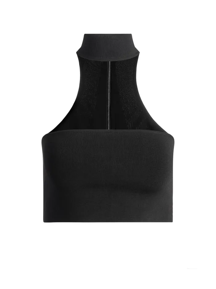 Tops Women Alice Olivia Raya Mock Neck Racerback Cropped Pullover Black