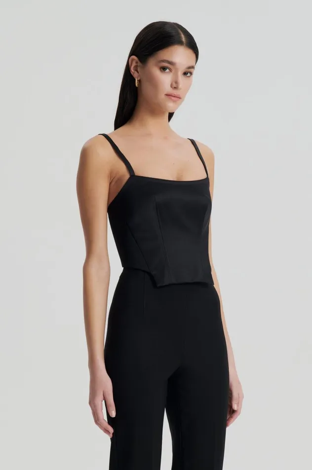 Tops Women Scanlan Theodore SATIN BUSTIER Black Tops Women Scanlan Theodore SATIN BUSTIER Black