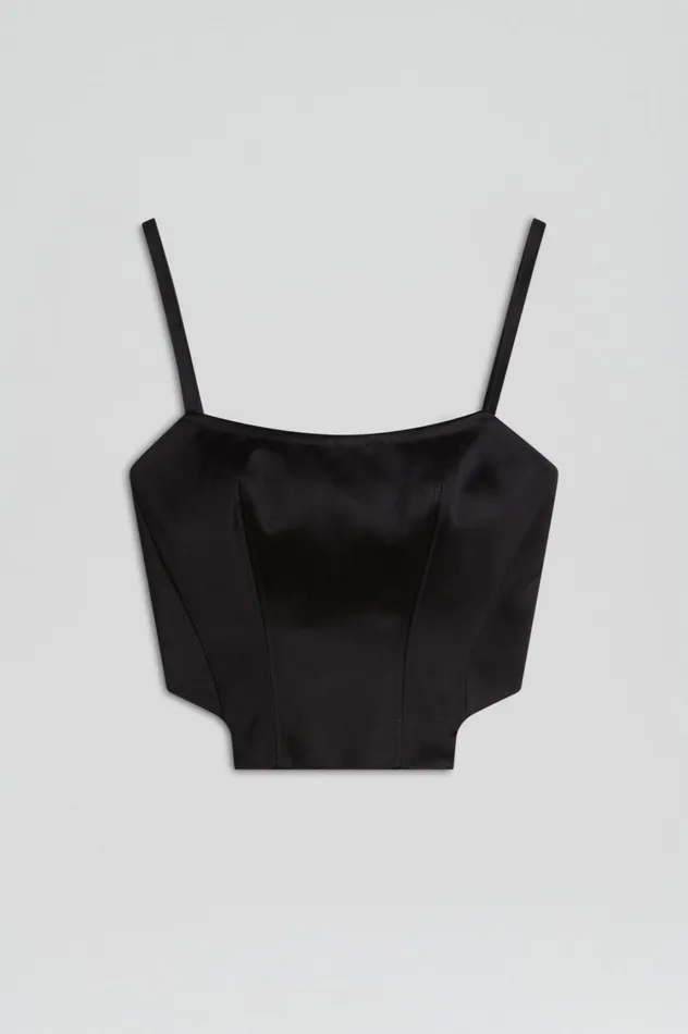 Tops Women Scanlan Theodore SATIN BUSTIER Black Tops Women Scanlan Theodore SATIN BUSTIER Black
