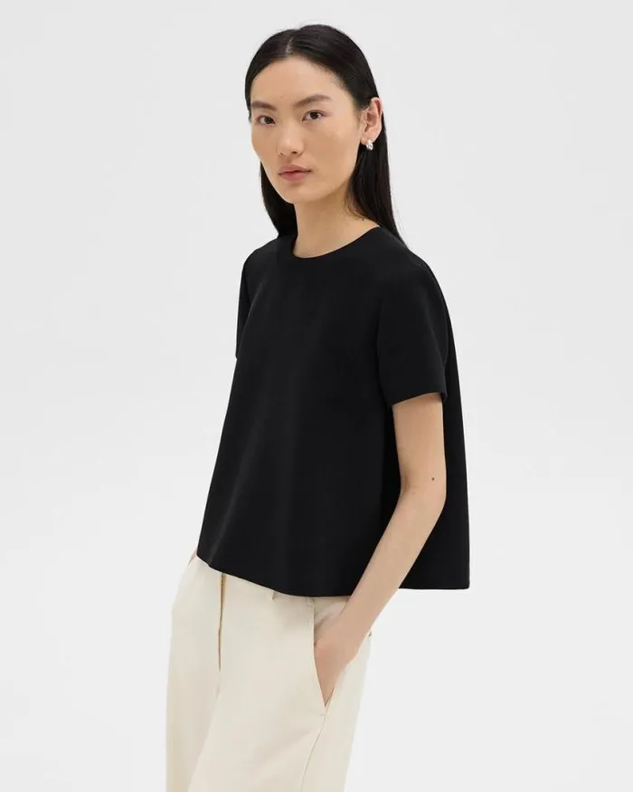 Tops Women Theory ALine Top In Admiral Crepe Black