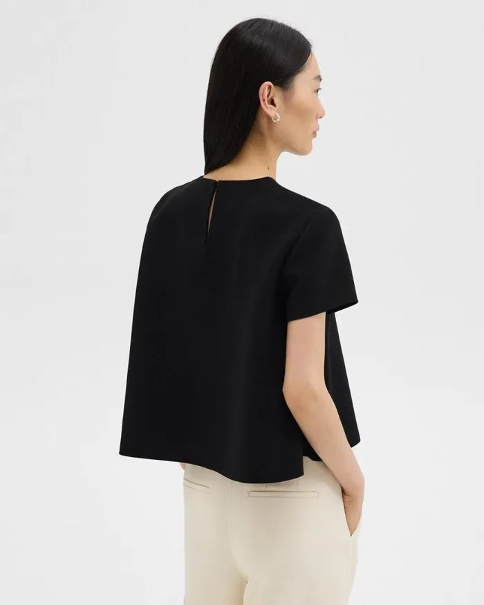 Tops Women Theory ALine Top In Admiral Crepe Black