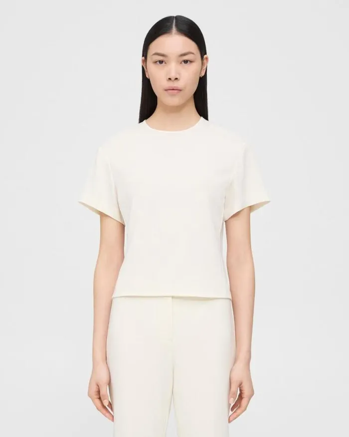 Tops Women Theory Flutter Sleeve Top In Striped Admiral Crepe Rice