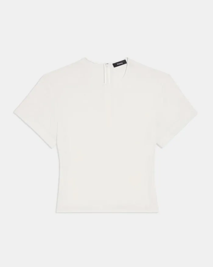 Tops Women Theory Flutter Sleeve Top In Striped Admiral Crepe Rice