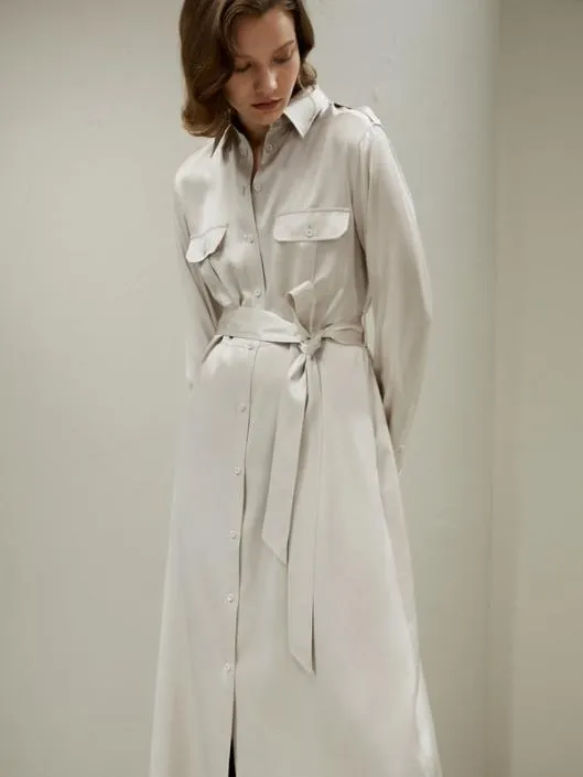 TrenchStyle Silk Midi Shirt Dress Women Jumpsuits Lilysilk Dresses