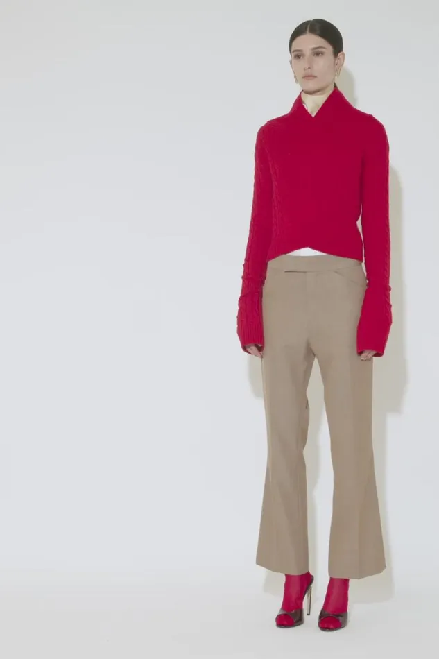 Trousers and Shorts Women Victoria Beckham Wide Cropped Flare Trouser In Tobacco