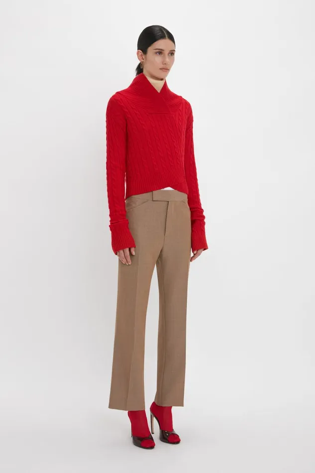Trousers and Shorts Women Victoria Beckham Wide Cropped Flare Trouser In Tobacco