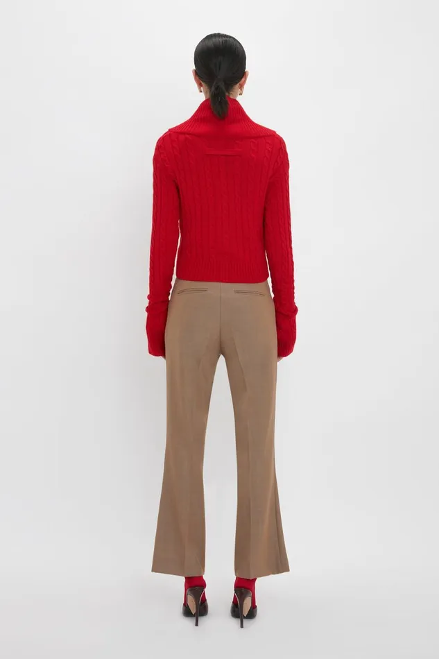 Trousers and Shorts Women Victoria Beckham Wide Cropped Flare Trouser In Tobacco