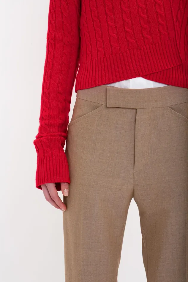 Trousers and Shorts Women Victoria Beckham Wide Cropped Flare Trouser In Tobacco