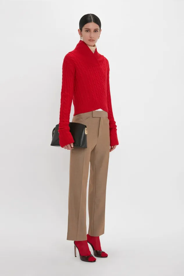 Trousers and Shorts Women Victoria Beckham Wide Cropped Flare Trouser In Tobacco