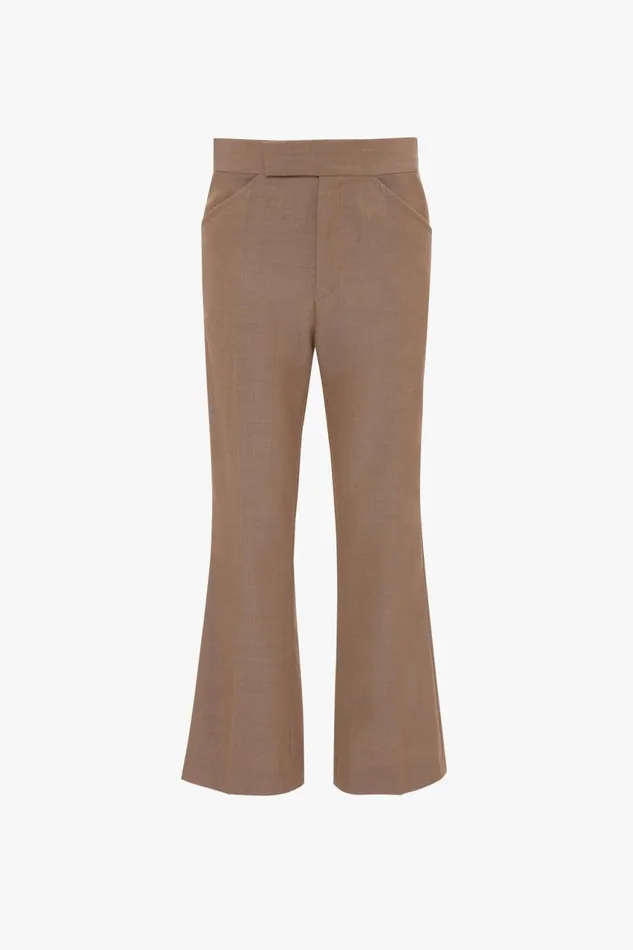 Trousers and Shorts Women Victoria Beckham Wide Cropped Flare Trouser In Tobacco