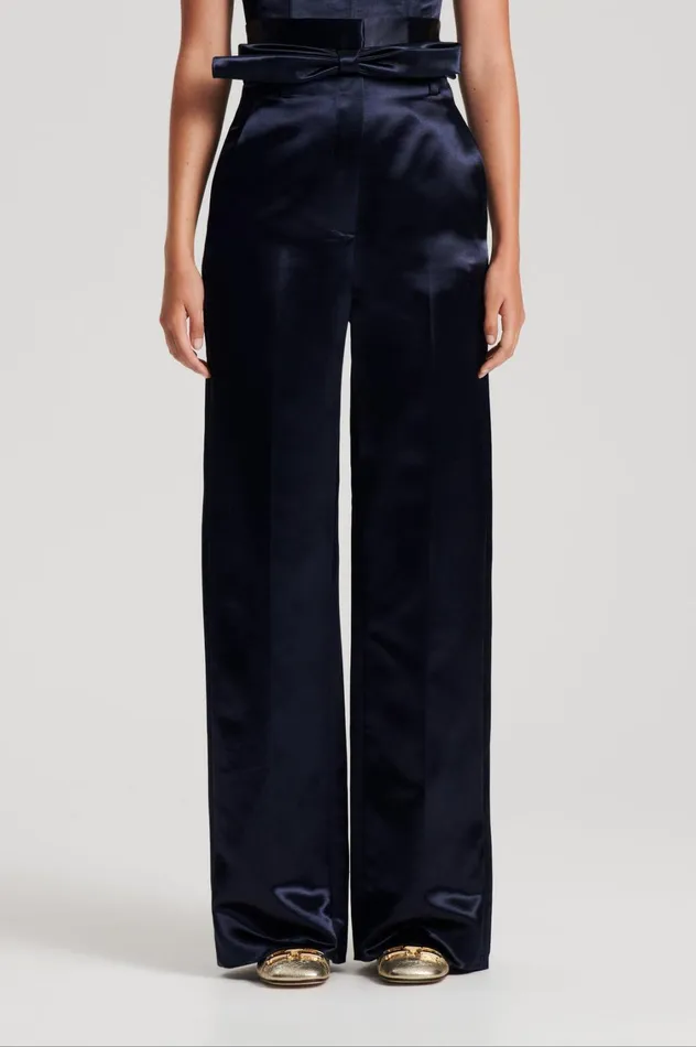 Trousers Women Scanlan Theodore FRENCH SATIN TROUSER Ink Trousers Women Scanlan Theodore FRENCH SATIN TROUSER Ink