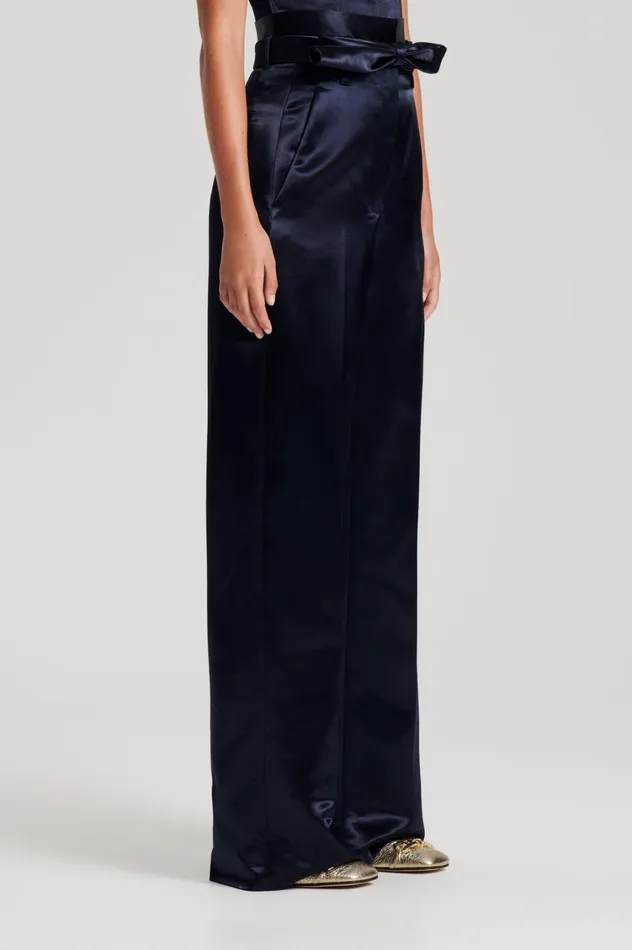 Trousers Women Scanlan Theodore FRENCH SATIN TROUSER Ink Trousers Women Scanlan Theodore FRENCH SATIN TROUSER Ink