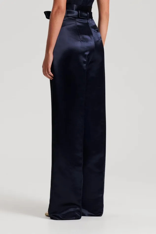 Trousers Women Scanlan Theodore FRENCH SATIN TROUSER Ink Trousers Women Scanlan Theodore FRENCH SATIN TROUSER Ink