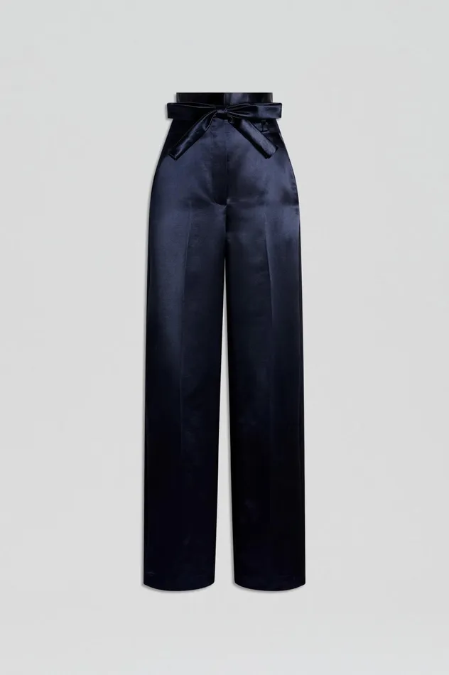Trousers Women Scanlan Theodore FRENCH SATIN TROUSER Ink Trousers Women Scanlan Theodore FRENCH SATIN TROUSER Ink