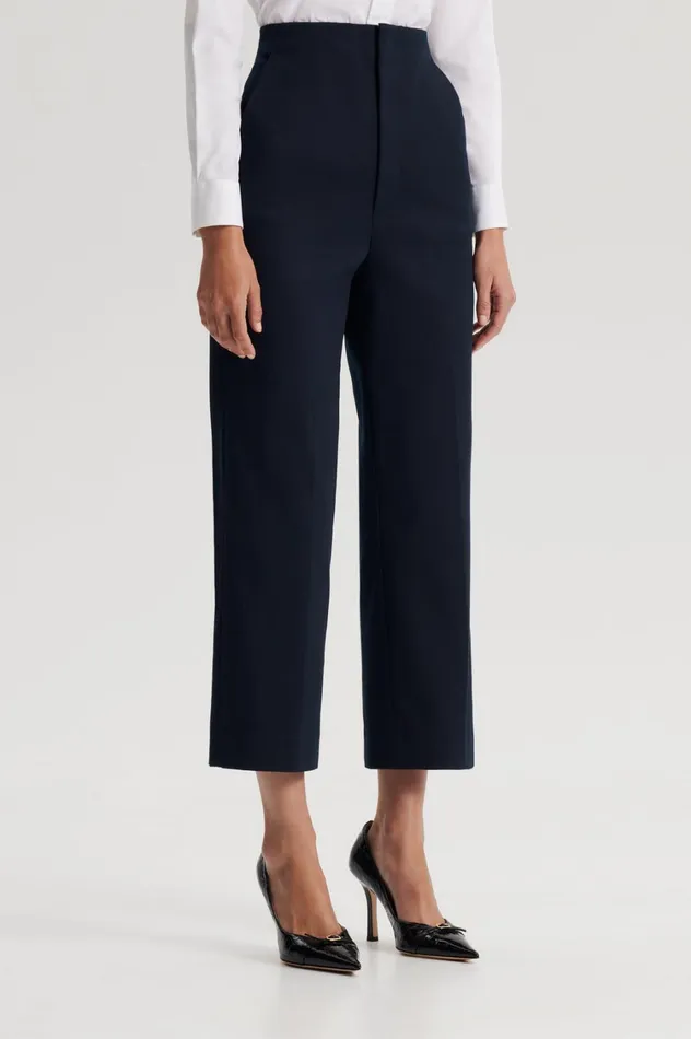 Trousers Women Scanlan Theodore MERCERISED COTTON TROUSER Navy Trousers Women Scanlan Theodore MERCERISED COTTON TROUSER Navy