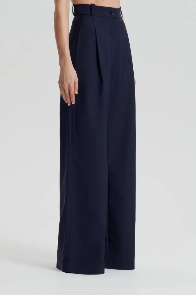 Trousers Women Scanlan Theodore PLEAT DRAPE LEG TROUSER Navy Trousers Women Scanlan Theodore PLEAT DRAPE LEG TROUSER Navy