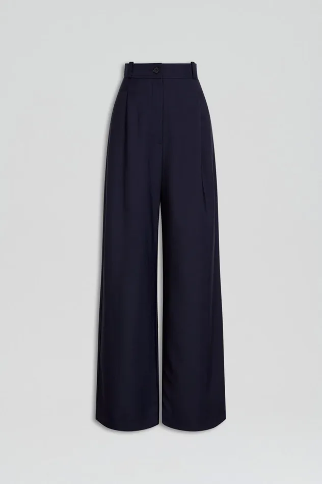 Trousers Women Scanlan Theodore PLEAT DRAPE LEG TROUSER Navy Trousers Women Scanlan Theodore PLEAT DRAPE LEG TROUSER Navy