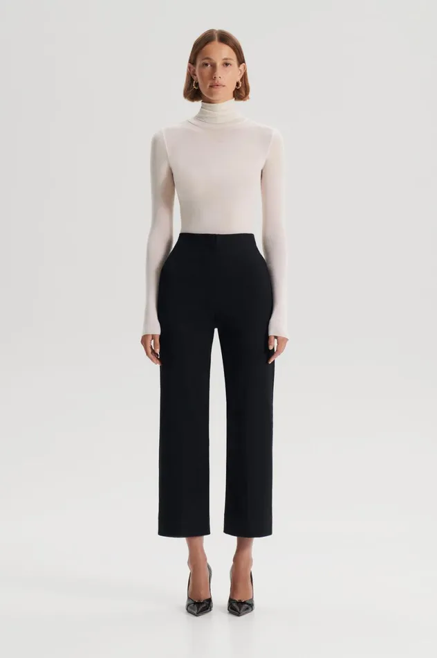 Trousers Women Scanlan Theodore SATEEN CROPPED WIDE LEG TROUSER Black