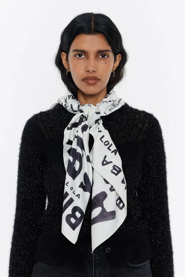 Twotone Logos Scarf Off White Women Bimba Y Lola Scarves Twotone Logos Scarf Off White Women Bimba Y Lola Scarves