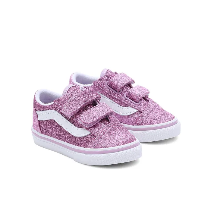 Vans Classics Kids Toddler Glitter Old Skool Hook And Loop Shoes 14 Years Purple