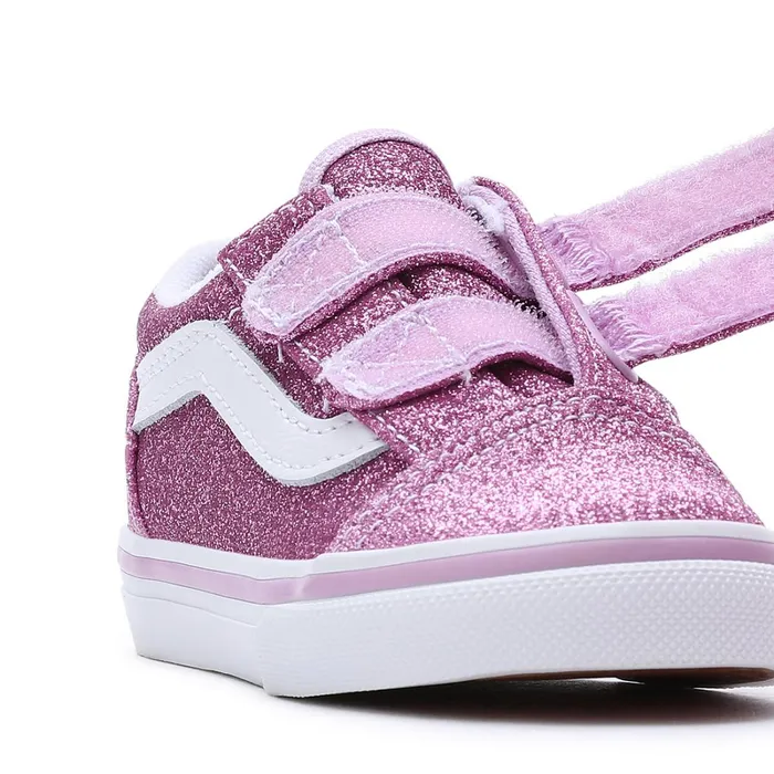 Vans Classics Kids Toddler Glitter Old Skool Hook And Loop Shoes 14 Years Purple