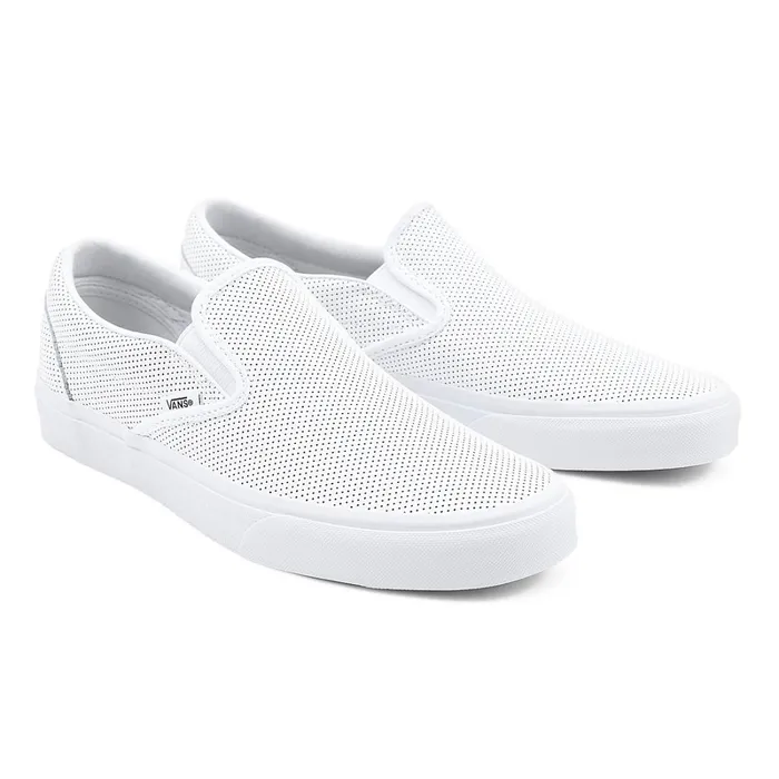 Vans Classics Men Perf Leather Classic SlipOn Shoes White