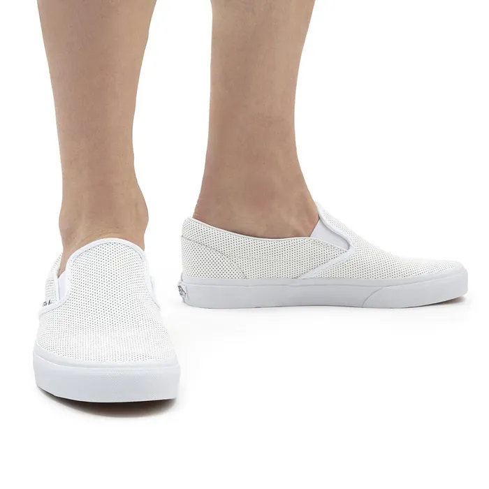Vans Classics Men Perf Leather Classic SlipOn Shoes White