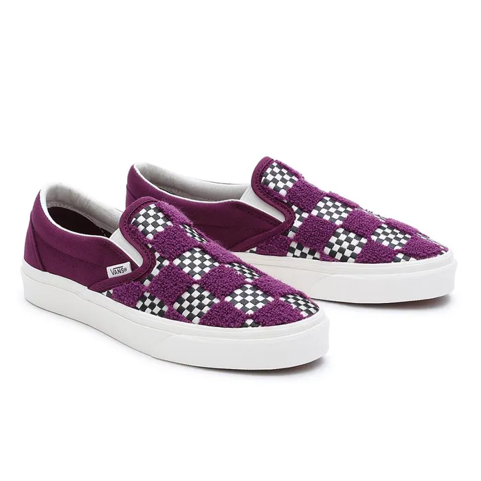 Vans Classics Women Tufted Check Classic SlipOn Shoes Purple