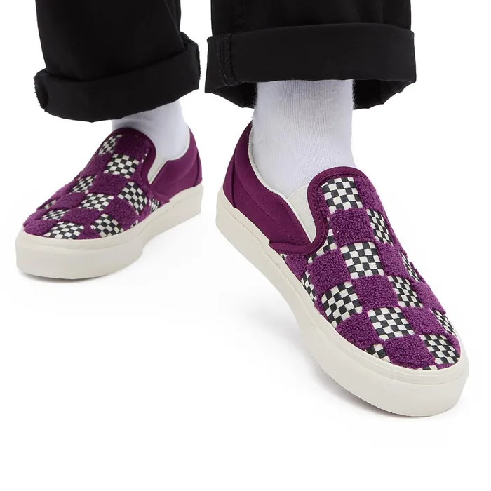 Vans Classics Women Tufted Check Classic SlipOn Shoes Purple