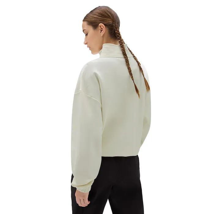 Vans Hoodies and Sweatshirts Women Varsity V Half Zip Mock Neck Sweatshirt White