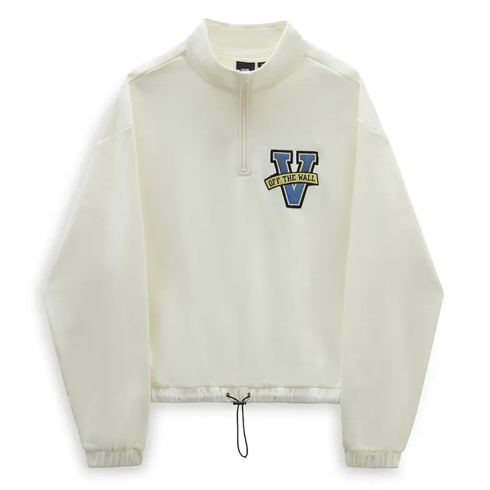 Vans Hoodies and Sweatshirts Women Varsity V Half Zip Mock Neck Sweatshirt White
