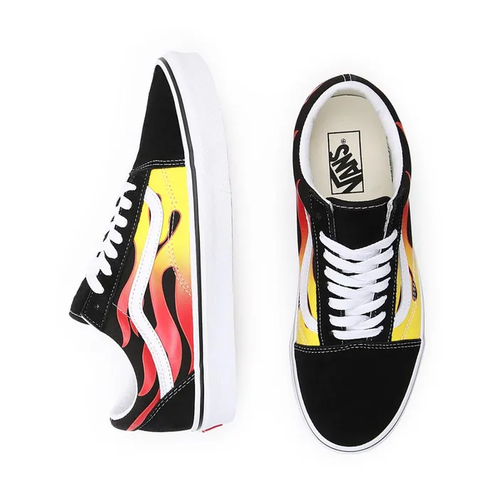 Vans Lowtop Shoes Men Flame Old Skool Shoes Black