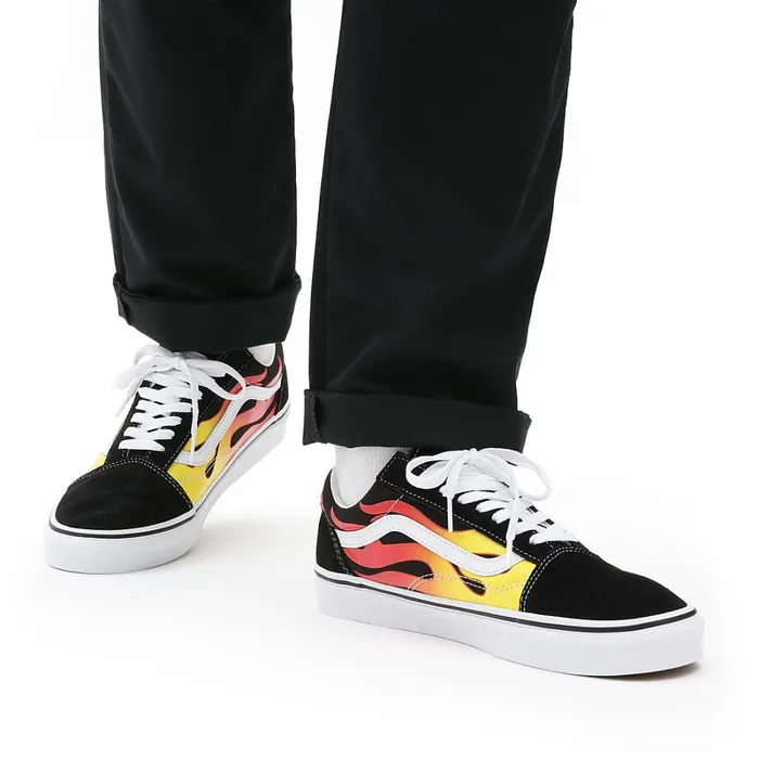 Vans Lowtop Shoes Men Flame Old Skool Shoes Black