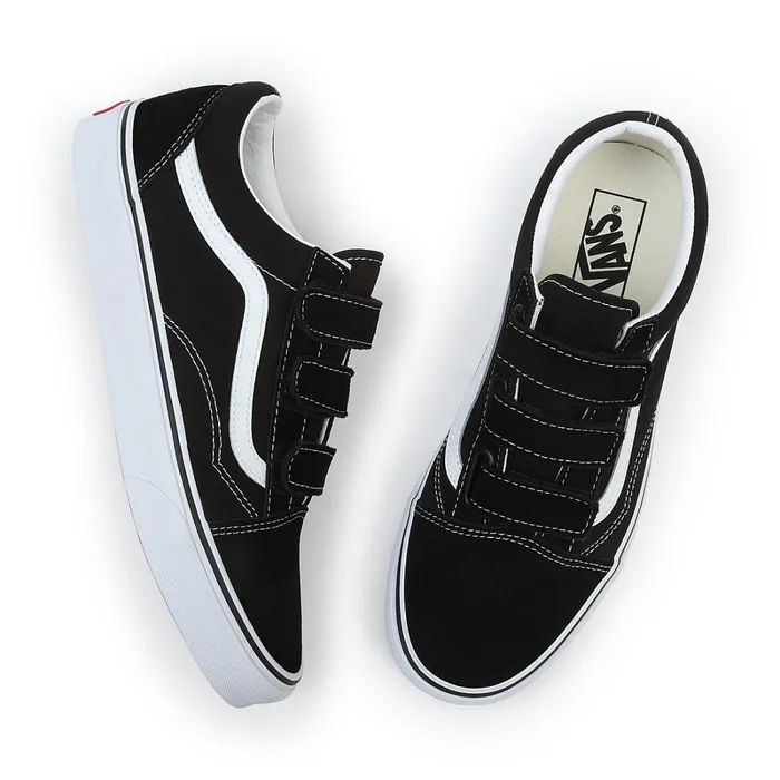 Vans Lowtop Shoes Men SuedeCanvas Old Skool Hook And Loop Shoes Black White
