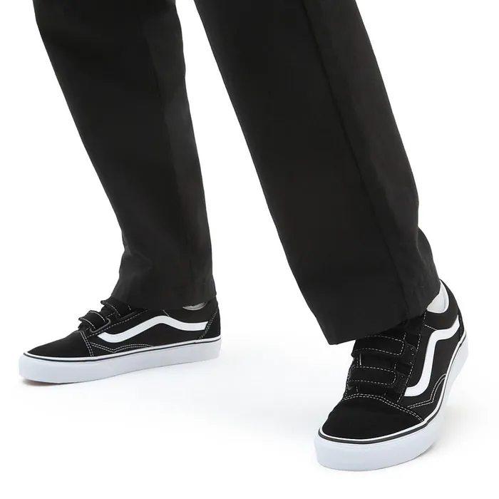 Vans Lowtop Shoes Men SuedeCanvas Old Skool Hook And Loop Shoes Black White