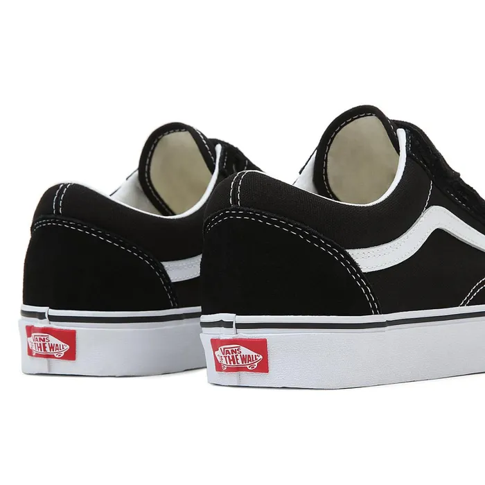 Vans Lowtop Shoes Men SuedeCanvas Old Skool Hook And Loop Shoes Black White