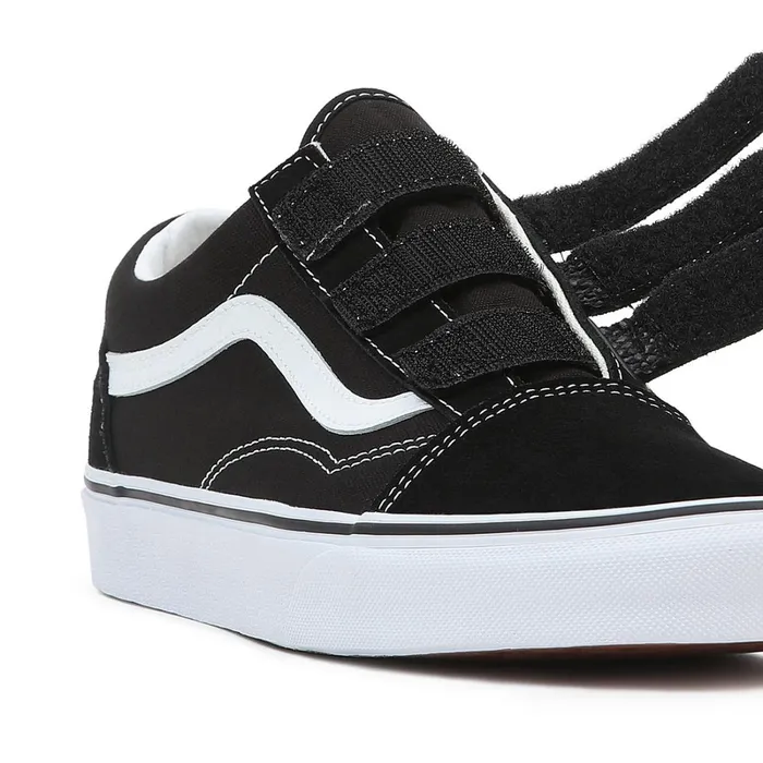 Vans Lowtop Shoes Men SuedeCanvas Old Skool Hook And Loop Shoes Black White
