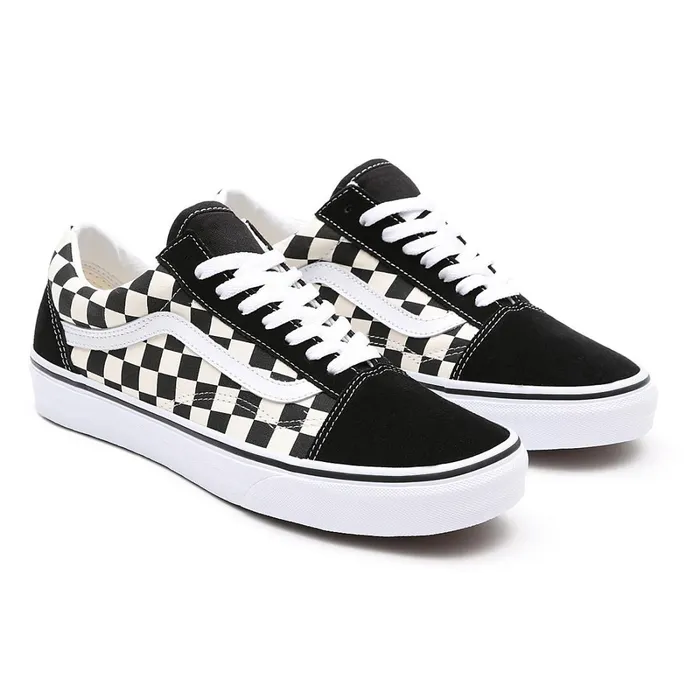 Vans Lowtop Shoes Women Primary Check Old Skool Shoes Black White