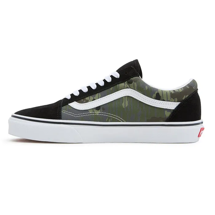 Vans Lowtop Shoes Women Rain Camo Old Skool Shoes Green Grey