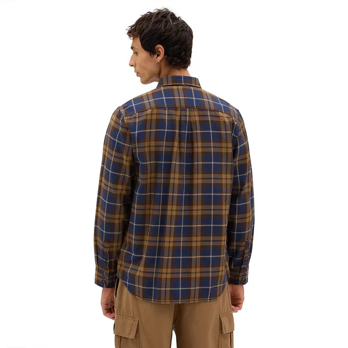 Vans Shirts Men Sycamore Long Sleeve Flannel Shirt Blue Brown
